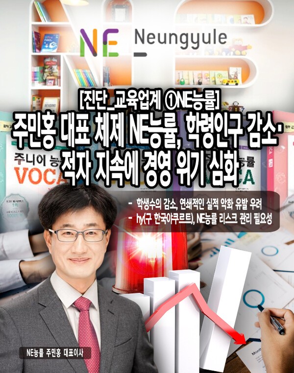 학력인구 감소세에 따른 출판교육사업부문 중심의 매출감소, 거기에 지속 증가하는 대손충당 설정률, 경쟁사 대비 높은 운전자본회전일 등으로 인한 EBITDA 악화가 NE능률이 자생할 수 없는 환경을 조성시켜 적자의 늪으로 밀어넣고 있다. [본문 중에서]